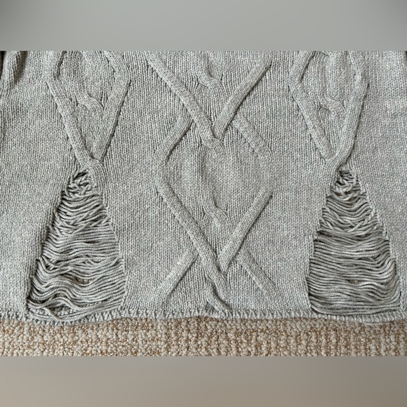 NWT One Teaspoon Nemesis Distressed Cable Knit Sweater in Grey Spirit - Large - Picture 8 of 16